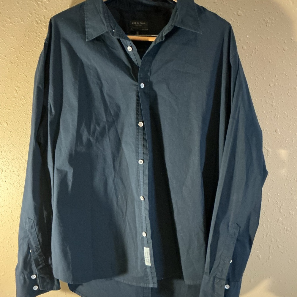 rag & bone Navy Casual Button Down Shirt